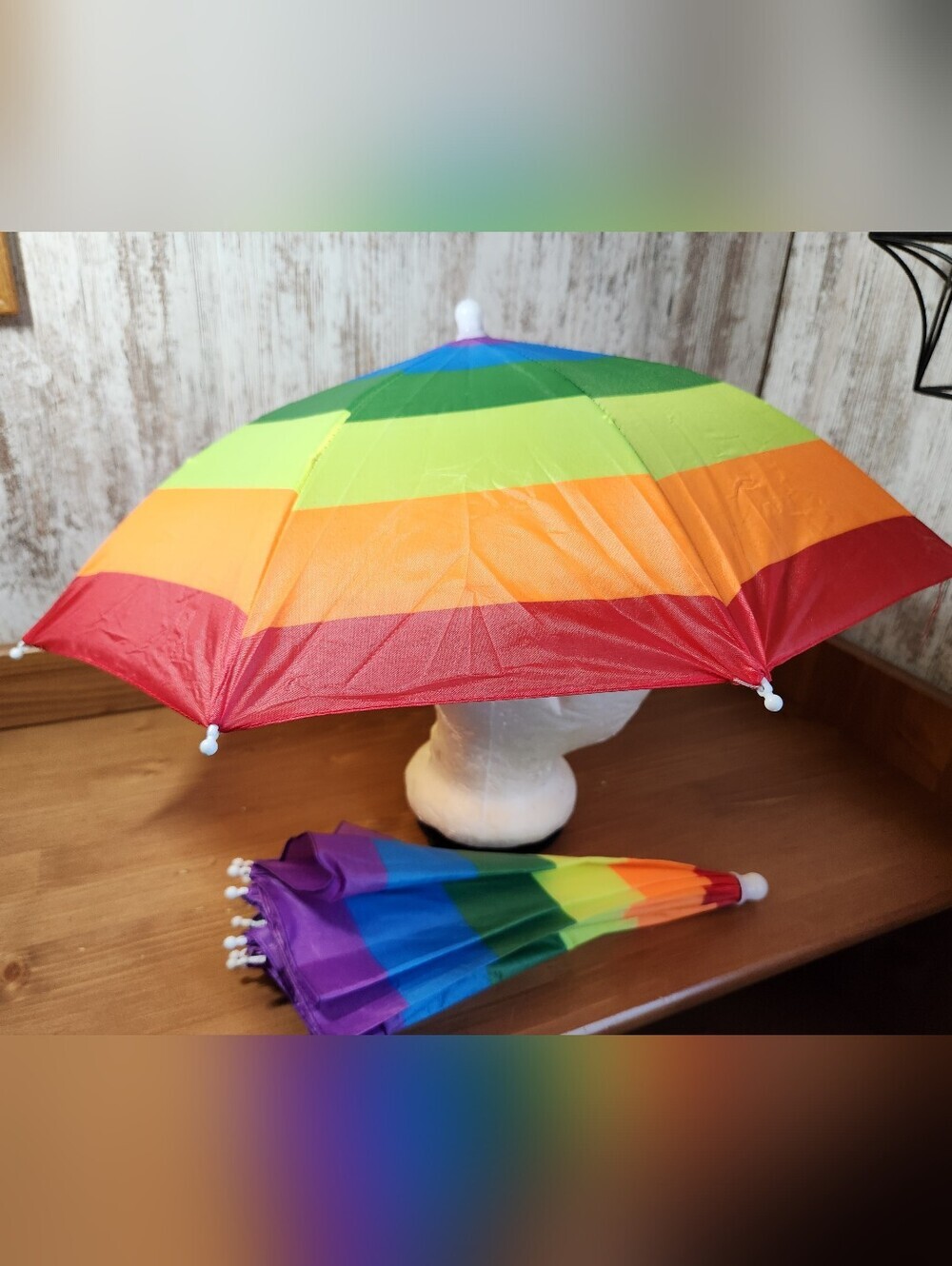 Rainbow Gay Pride 🌈 Umbrella Rain Hats Sunshade Set of Two Fun Party Summer